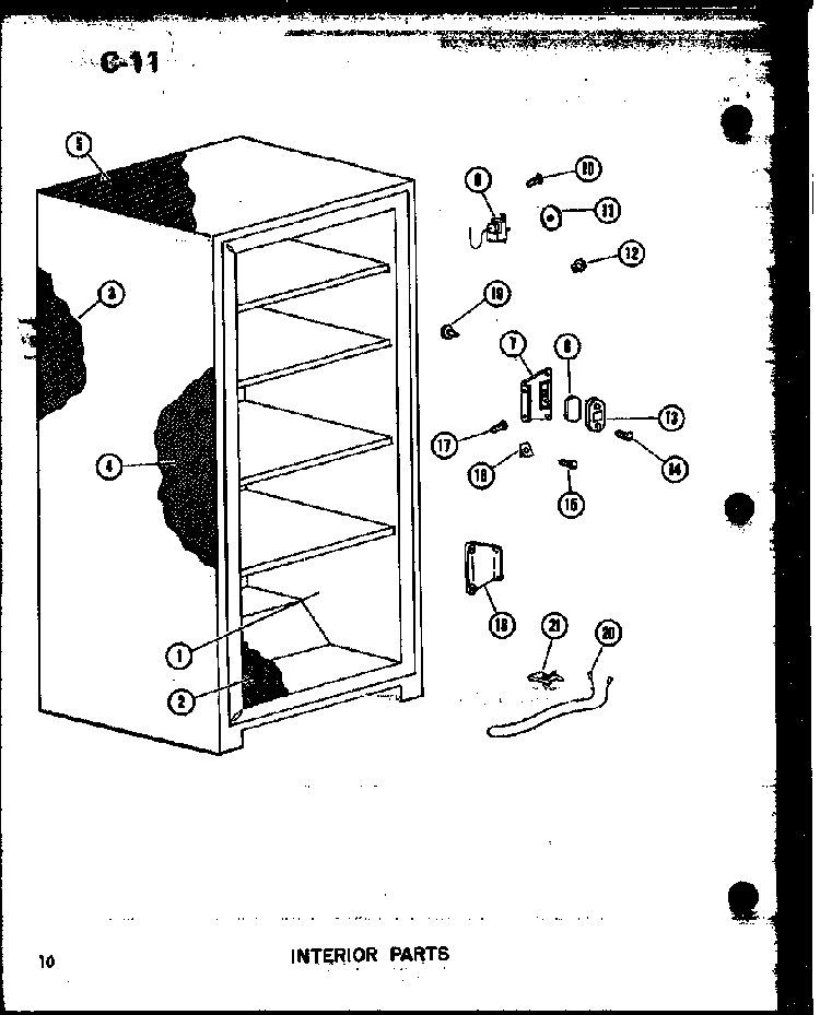 Interior Parts Diagram and Parts List for U23C P60345-73W Amana Freezer