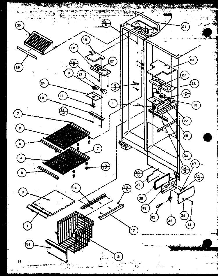 FZ SHELVING AND REF LIGHT Diagram and Parts List for SBI20MW P1120102W W Amana Refrigerator