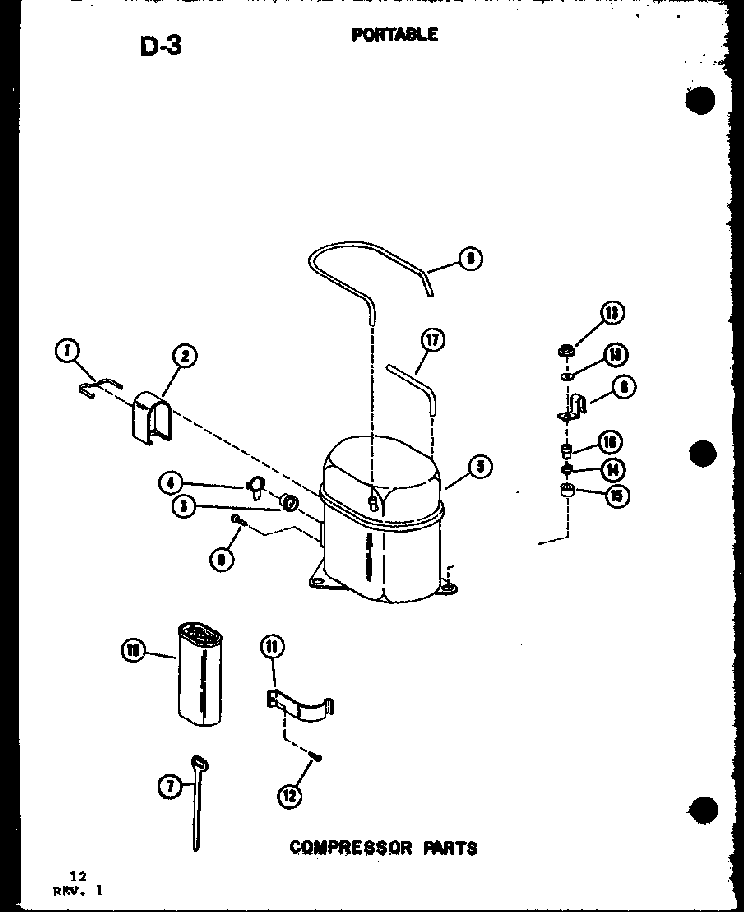 Compressor Parts Diagram and Parts List for 8P-5L P69053-1R Amana Air Conditioner