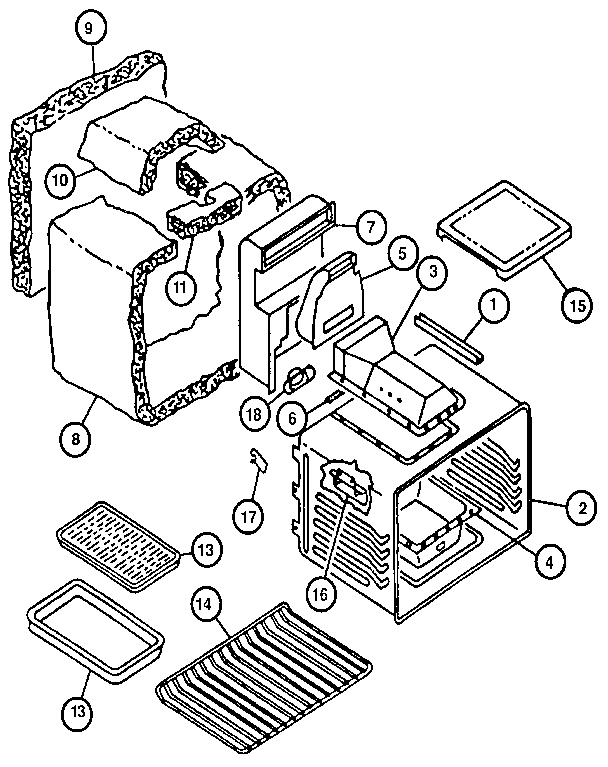 Oven Assembly Diagram and Parts List for RST378NW  Caloric Range