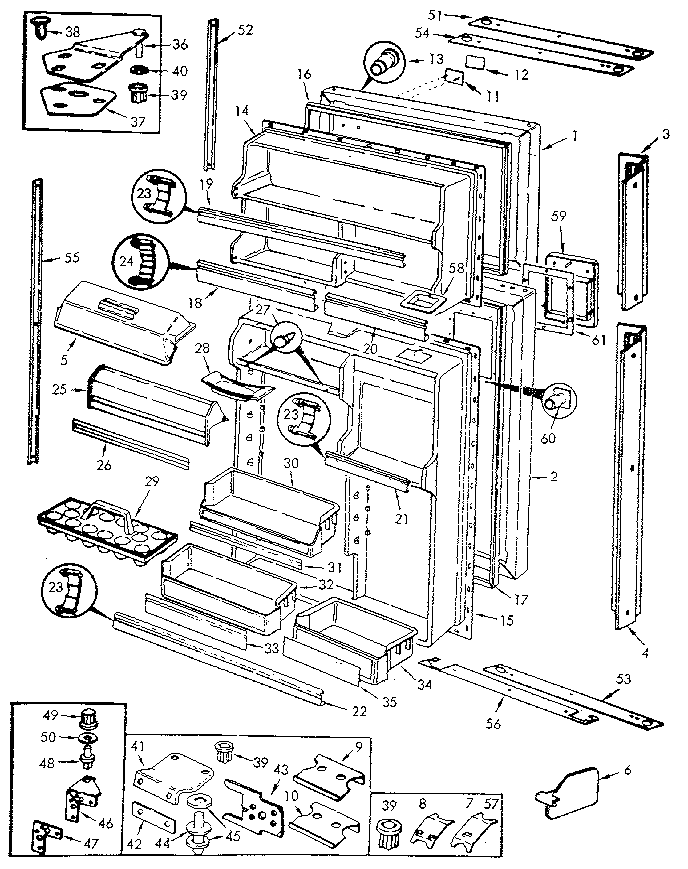 Doors Diagram and Parts List for JRTDX224LB M8B14B Jenn-Air Refrigerator