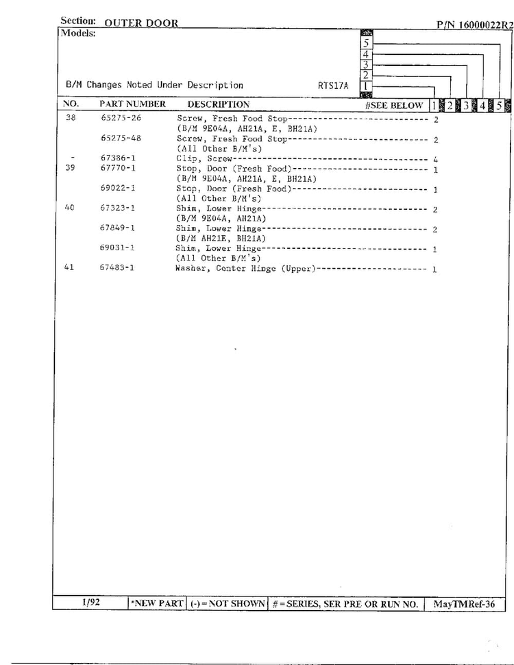 Outer Door Page 4 Diagram and Parts List for 17694  Maytag Refrigerator