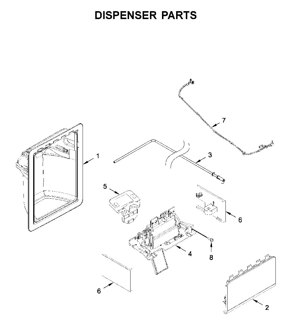 Dispenser Parts Diagram and Parts List for 1064651753713  Kenmore Refrigerator