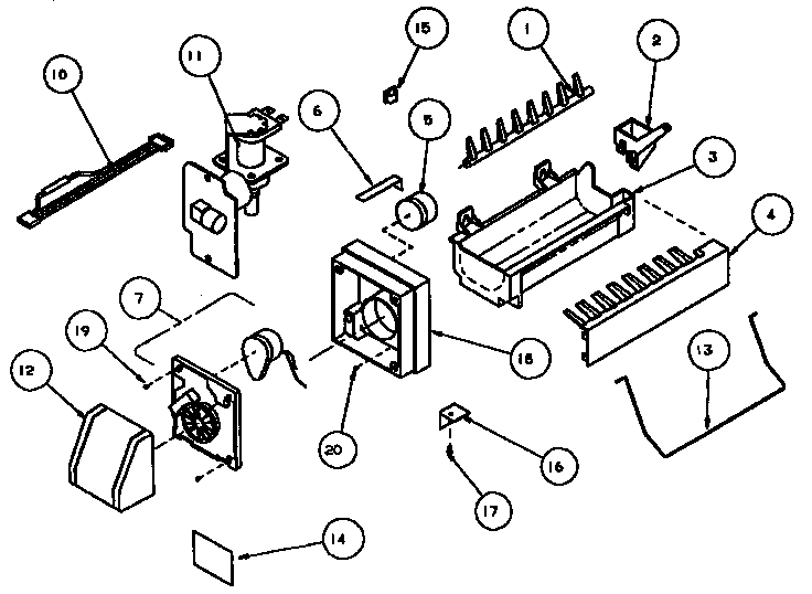 8cube Compact Ice Maker Diagram and Parts List for TX22R-P1157704W  Amana Refrigerator