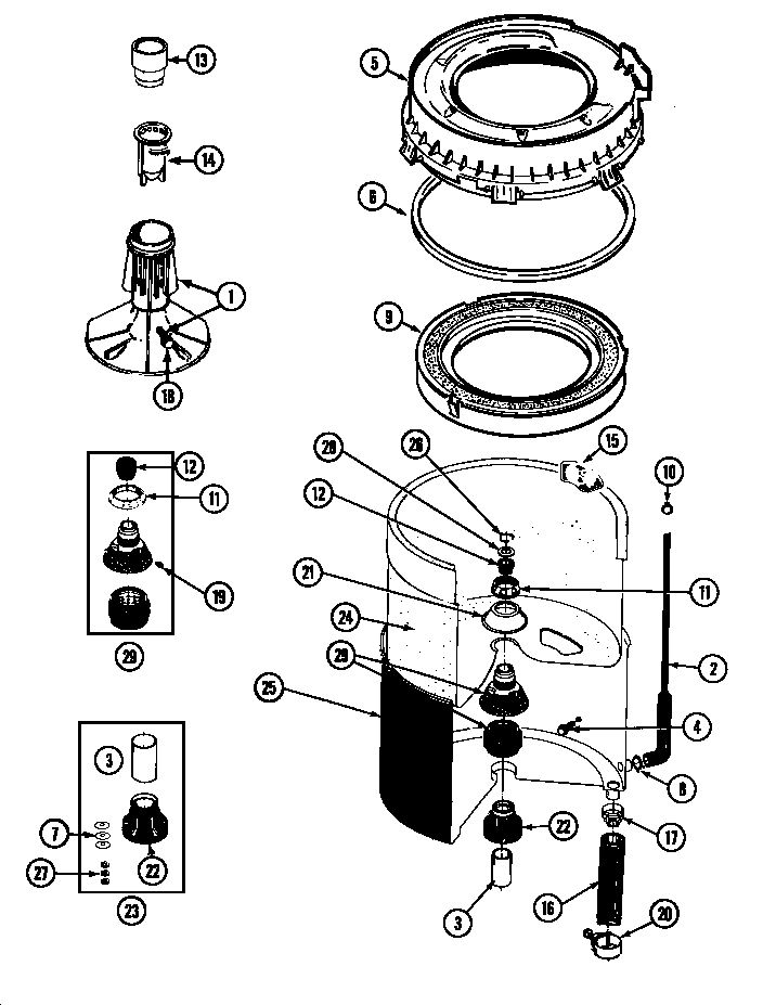 Tub Diagram and Parts List for LAT7334ABL  Maytag Washer