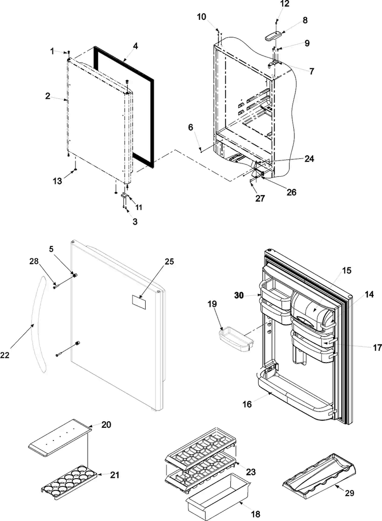 Refrigerator Door Diagram and Parts List for ABR2527FES0  Amana Refrigerator