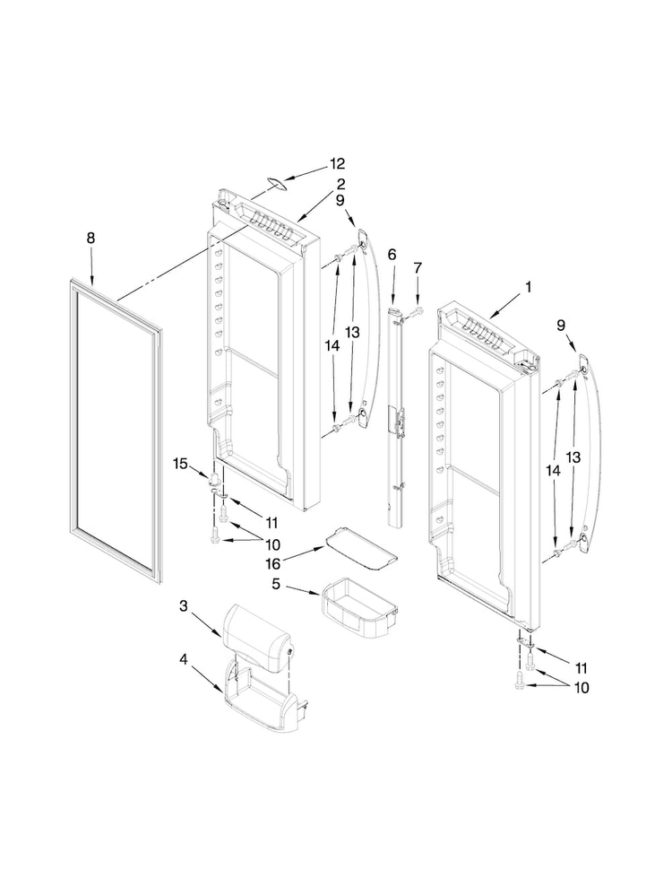 Refrigerator Door Parts Diagram and Parts List for AFD2535FES5  Amana Refrigerator