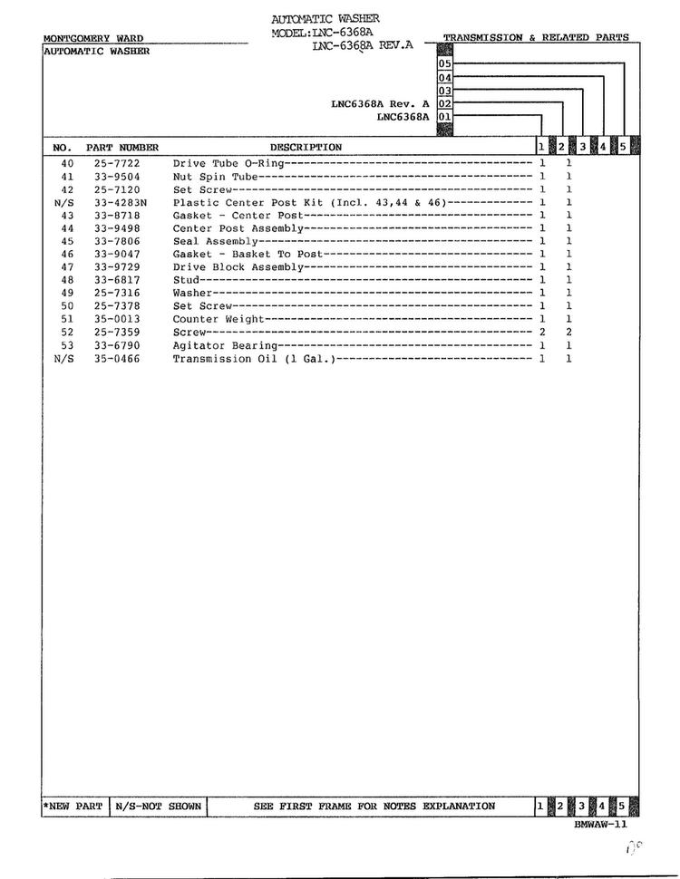 Transmission And Related Parts Page 3 Diagram and Parts List for 6368A REV A Norge Washer