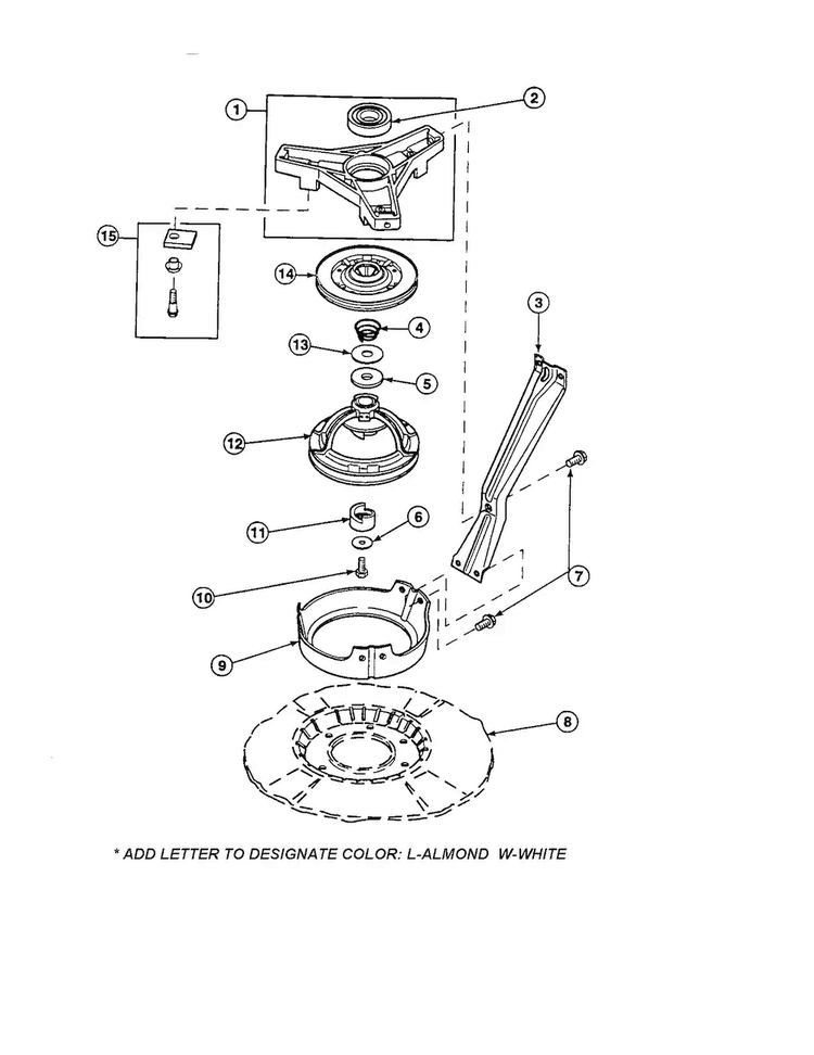 Bearing Housing/brake/pulley Diagram and Parts List for LW6153LB-PLW6153LBA  Amana Washer