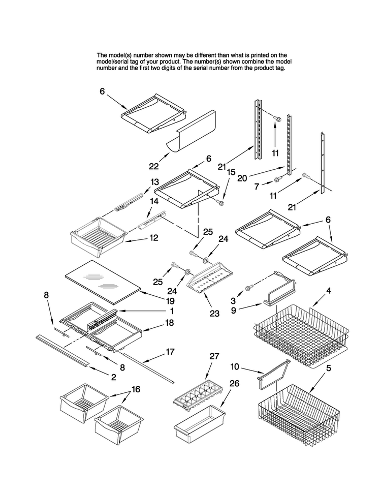 Shelf Parts Diagram and Parts List for MB2216PUAW11  Maytag Refrigerator