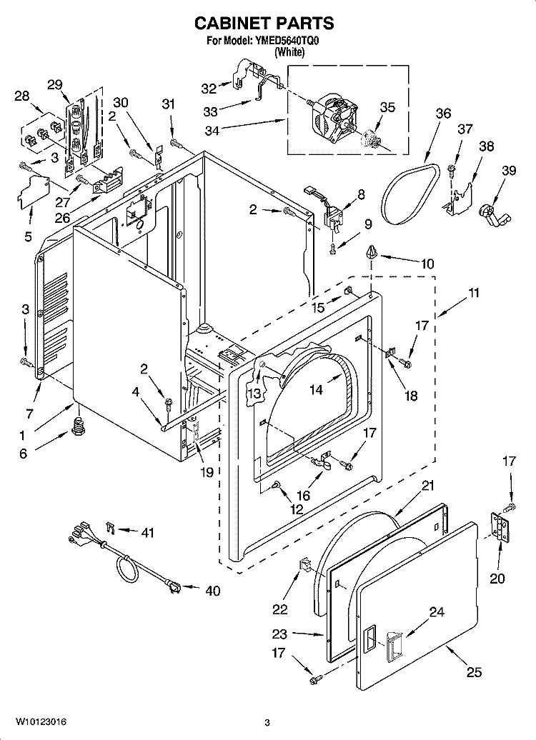 CABINET PARTS Diagram and Parts List for YMED5640TQ0  Maytag Dryer