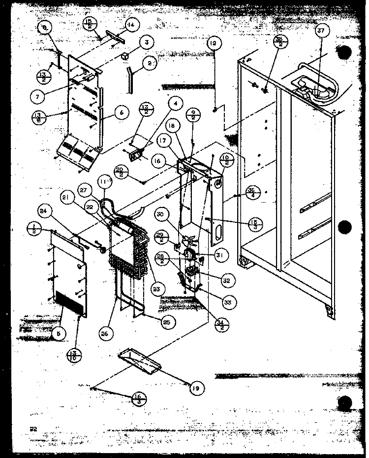 EVAP AND AIR HANDLING Diagram and Parts List for SBD20MW P1120201W W Amana Refrigerator