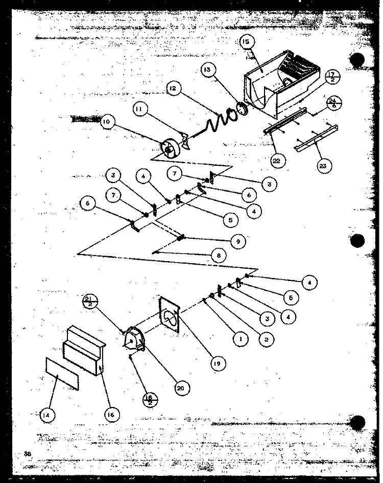 CRUSHED ICE BUCKET Diagram and Parts List for SBD20MW P1120201W W Amana Refrigerator