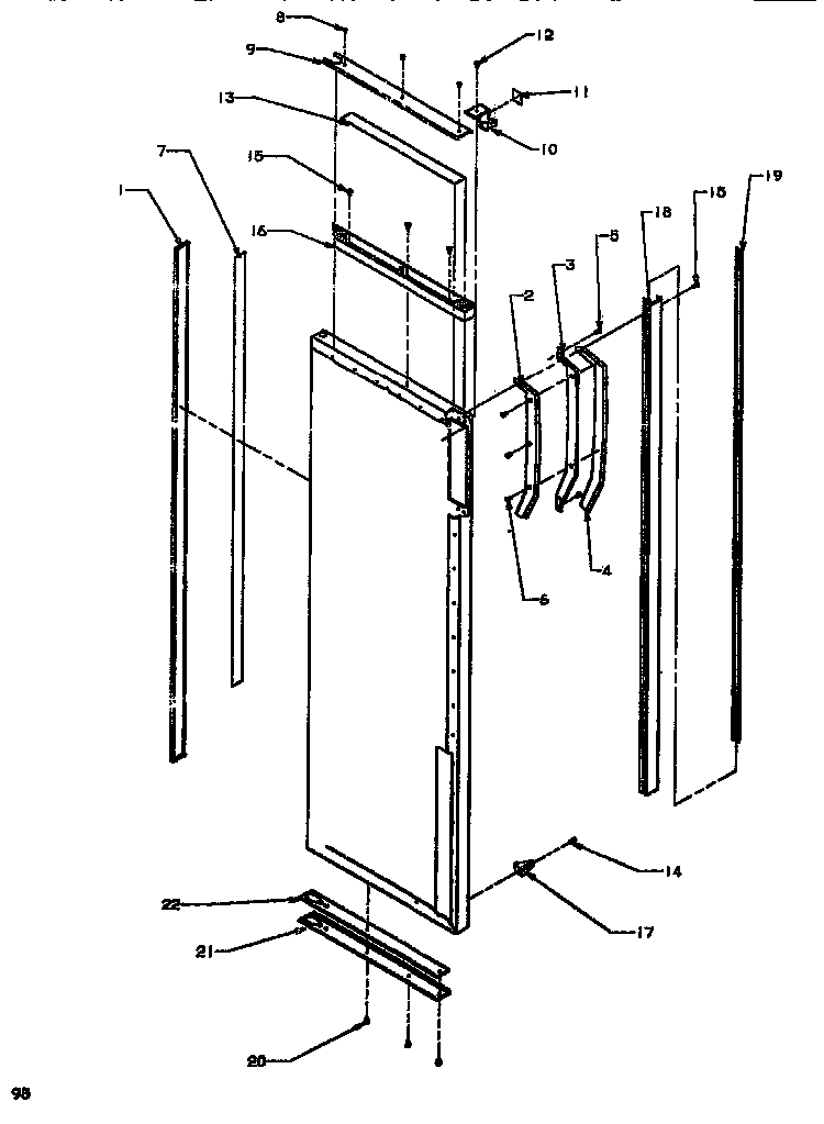 Handle & Trim Ref Door Diagram and Parts List for SSD522NBW-P1181001WW  Amana Refrigerator