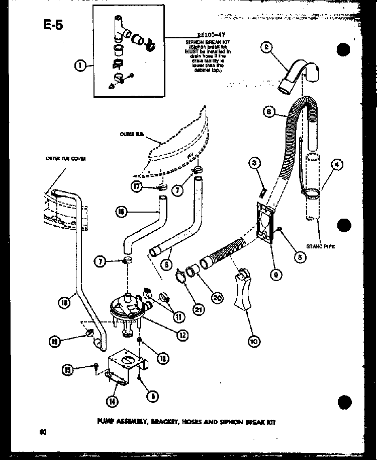 Pump Assembly Diagram and Parts List for TAA200 P75751-13W Amana Washer
