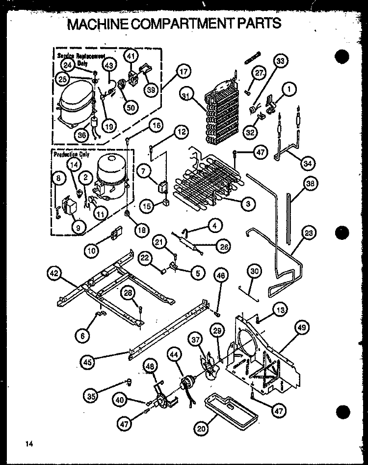 MACHINE COMPARTMENT PARTS Diagram and Parts List for GFS228-1W00 GFS22801W00 Amana Refrigerator
