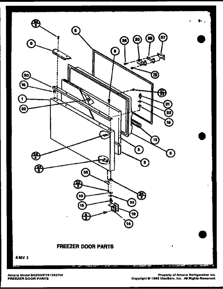 Section 4 Diagram and Parts List for BX20M-P7812520W  Amana Refrigerator