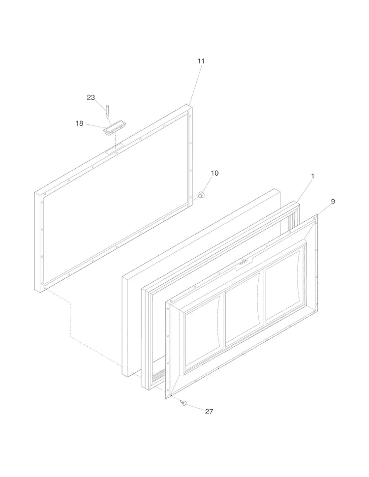 Door Diagram and Parts List for CFC07MW0  Crosley Freezer