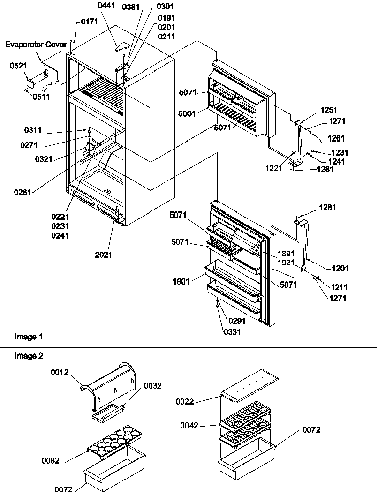 Door, Hinges And Accessories Diagram and Parts List for TN22AL-P1300703WL  Amana Refrigerator