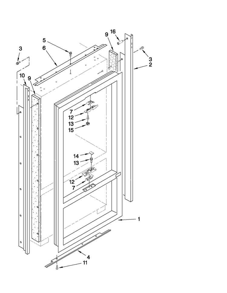 Cabinet And Breaker Trim Parts Diagram and Parts List for JF42NXFXDW03  Jenn-Air Refrigerator