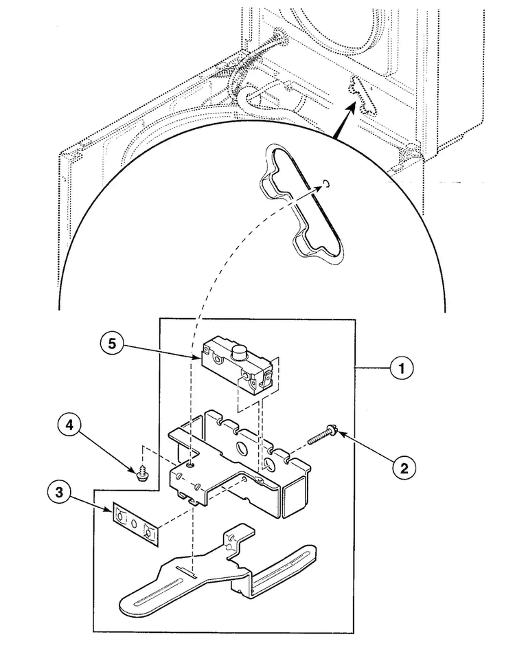 Lid Switch Diagram and Parts List for SWT210LA1124  Speed Queen Washer