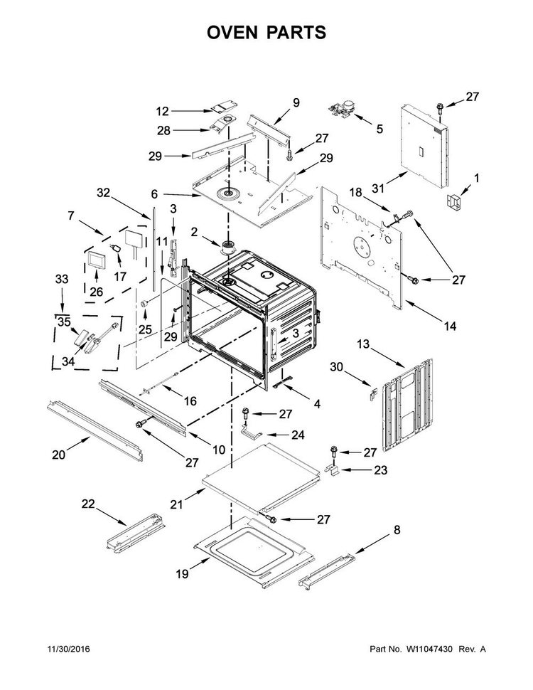 Oven Parts Diagram and Parts List for JMW3430HP00  Jenn-Air Microwave