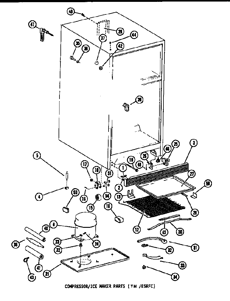 Compressor/ice Maker Parts Diagram and Parts List for TM14F-P75658-2W  Amana Refrigerator