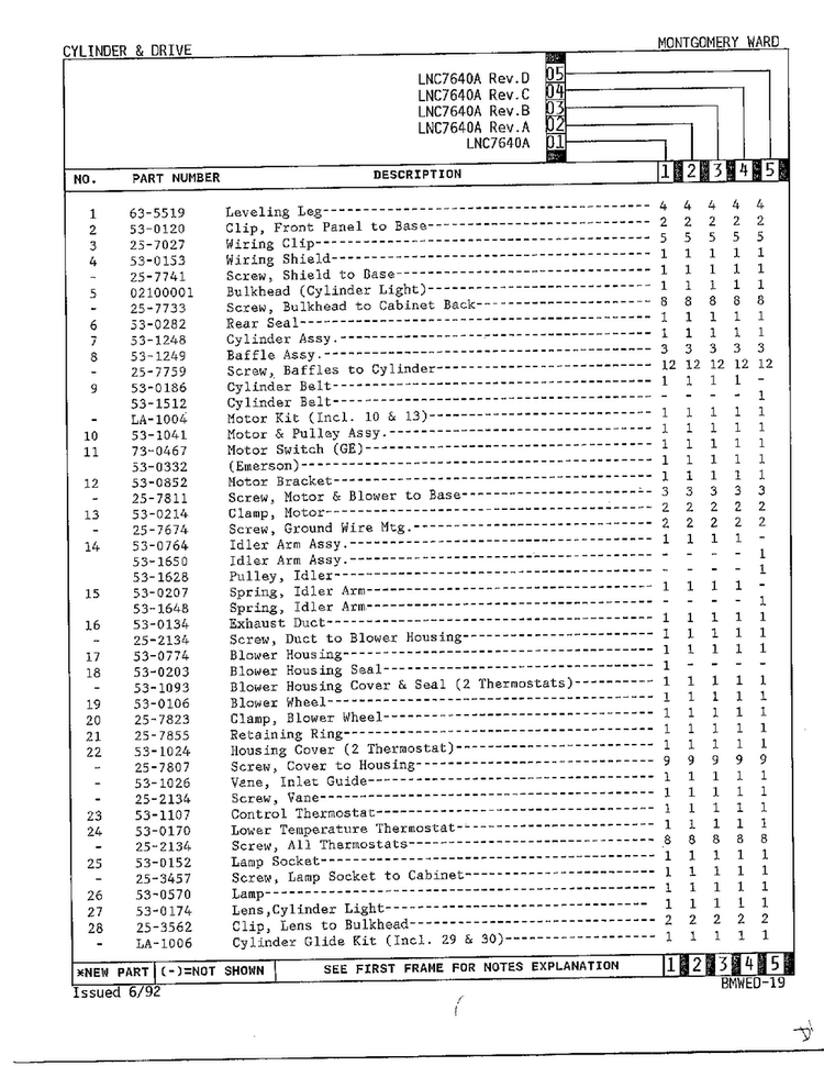 Cylinder And Drive Page 2 Diagram and Parts List for 7640A REV D Norge Dryer