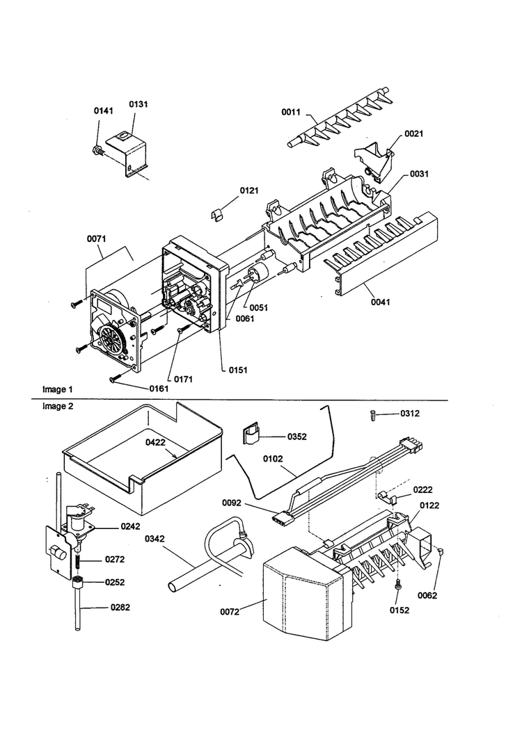 Ice Maker Assembly/parts Diagram and Parts List for TS25TE-P1308001WE  Amana Refrigerator