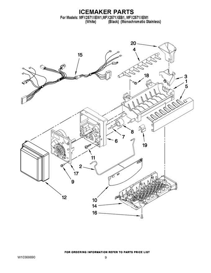 05 - Icemaker Parts Diagram and Parts List for MFX2571XEB1Q  Maytag Refrigerator