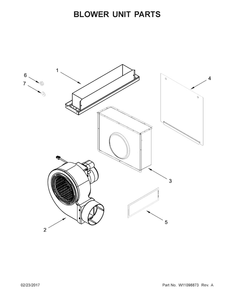 Blower Unit Parts Diagram and Parts List for JGD3536GS00  Jenn-Air Cooktop