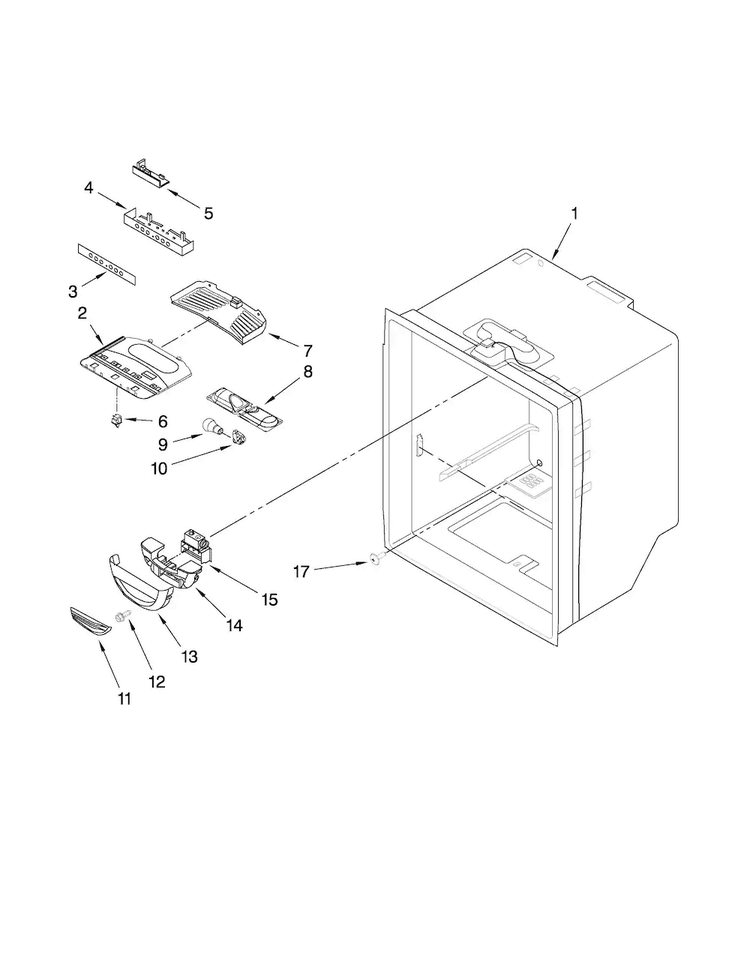 Refrigerator Liner Parts Diagram and Parts List for ABL2222FES6  Amana Refrigerator