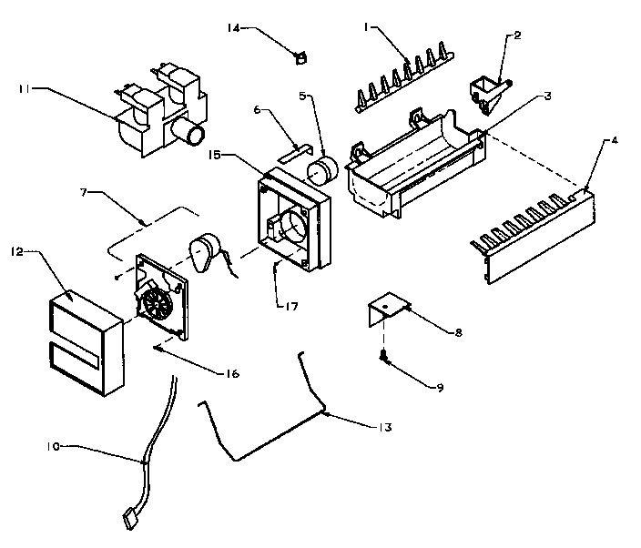 Ice Maker Assembly Diagram and Parts List for SPD22NL-P1181306WL  Amana Refrigerator
