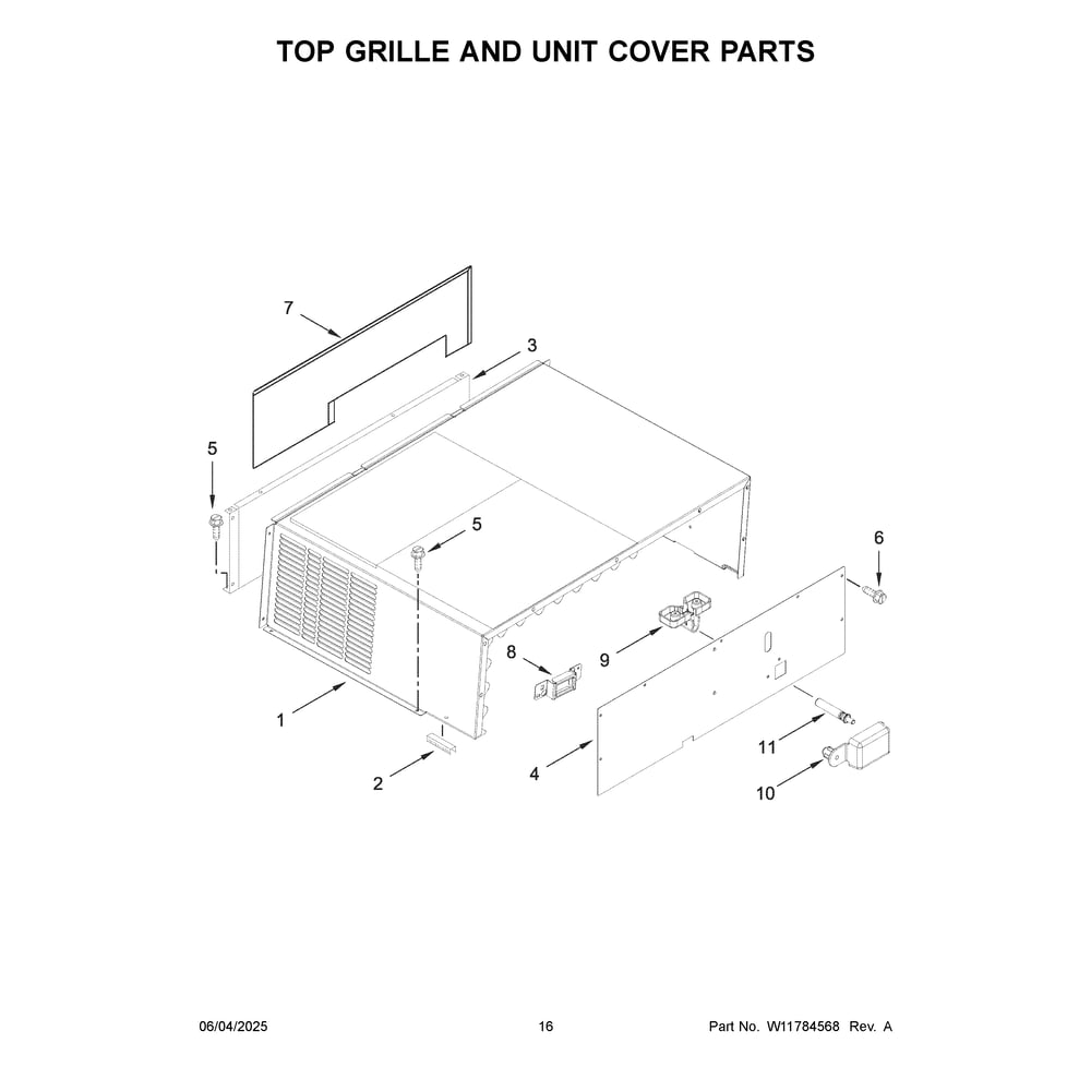 Top Grille And Unit Cover Parts Diagram and Parts List for JF36NXFXDE21  Jenn-Air Refrigerator