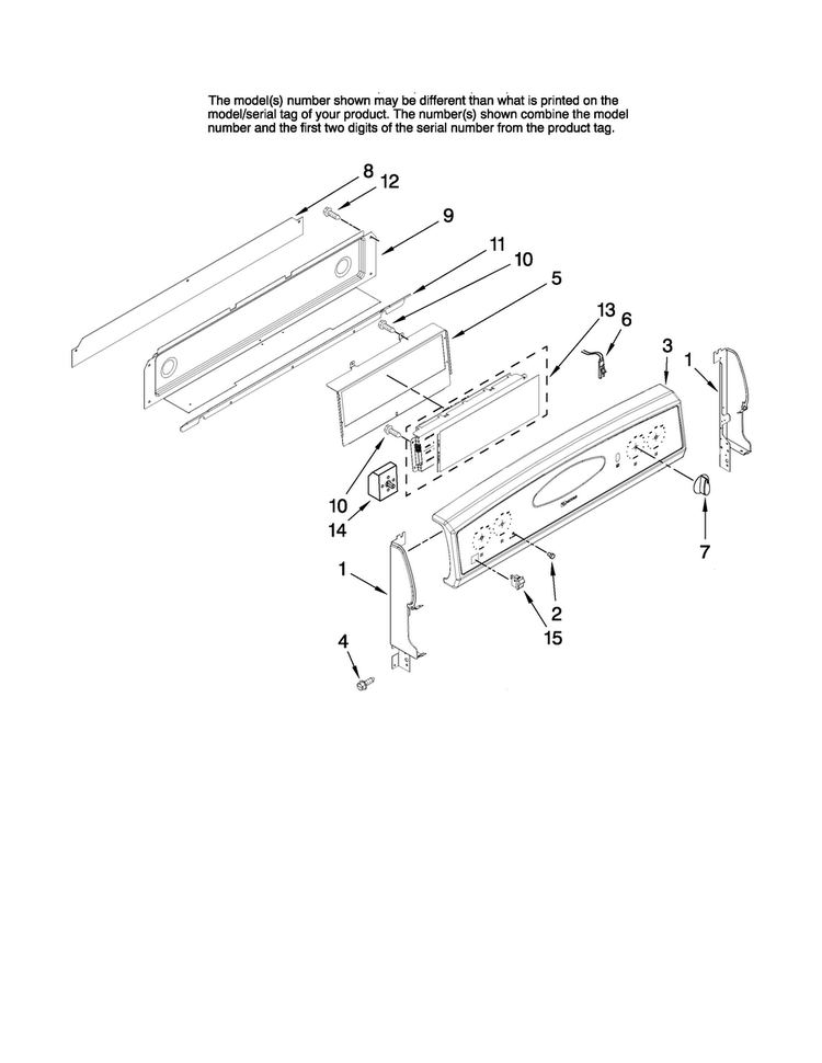 Control Panel Parts Diagram and Parts List for MER6775BCW17  Maytag Range