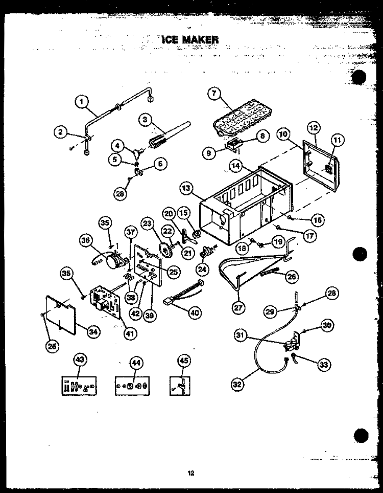 ICE MAKER Diagram and Parts List for GFD240/MN04  Caloric Refrigerator