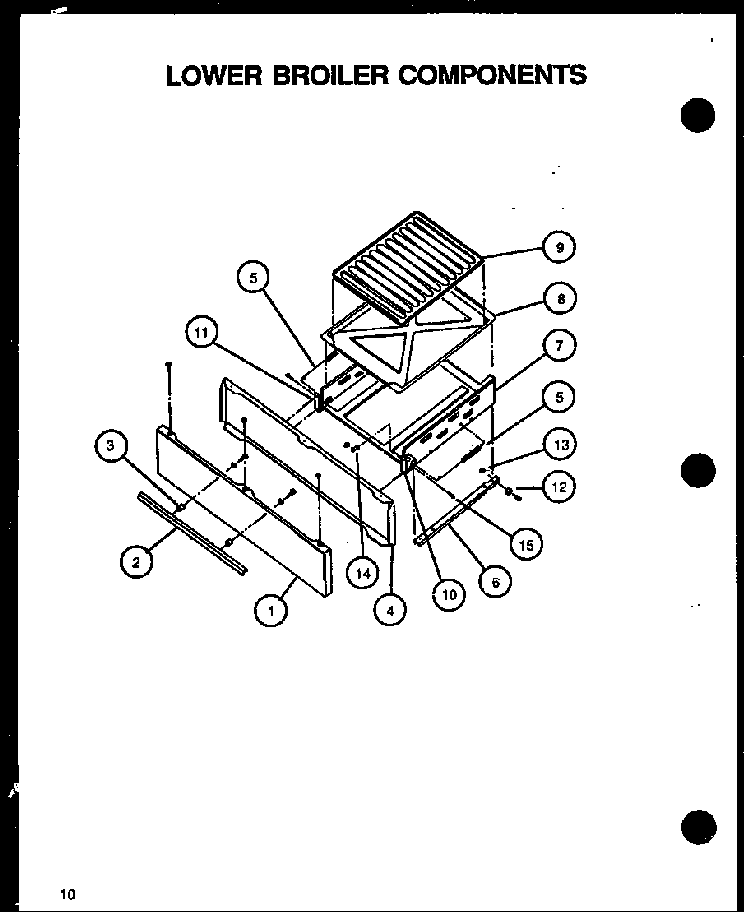 Lower Broiler Components Diagram and Parts List for RLS258UW P1141140NW Caloric Range