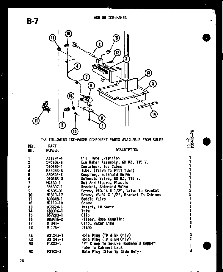 Section 6 Diagram and Parts List for TC18F-A-P75288-19WA  Amana Refrigerator