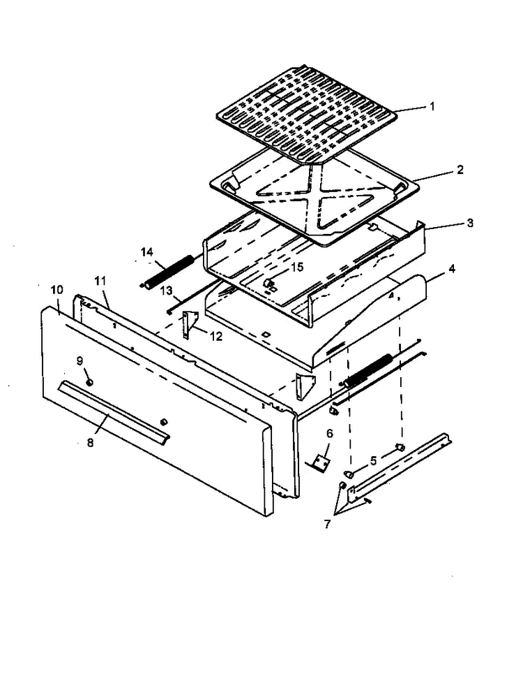 Broiler Drawer Assembly Diagram and Parts List for SBP22AA5-P1142981NL  Amana Range