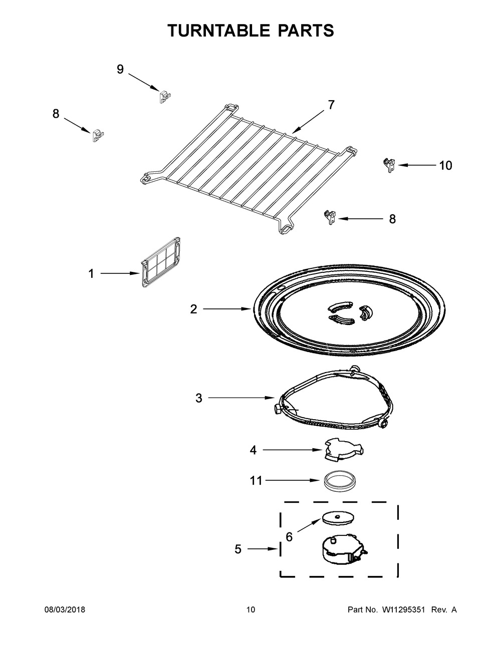 Turntable Parts Diagram and Parts List for AMV6502REB7  Maytag Microwave