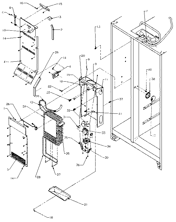 Evaporator And Air Handling Diagram and Parts List for SSD25NB-P1162409W  Amana Refrigerator