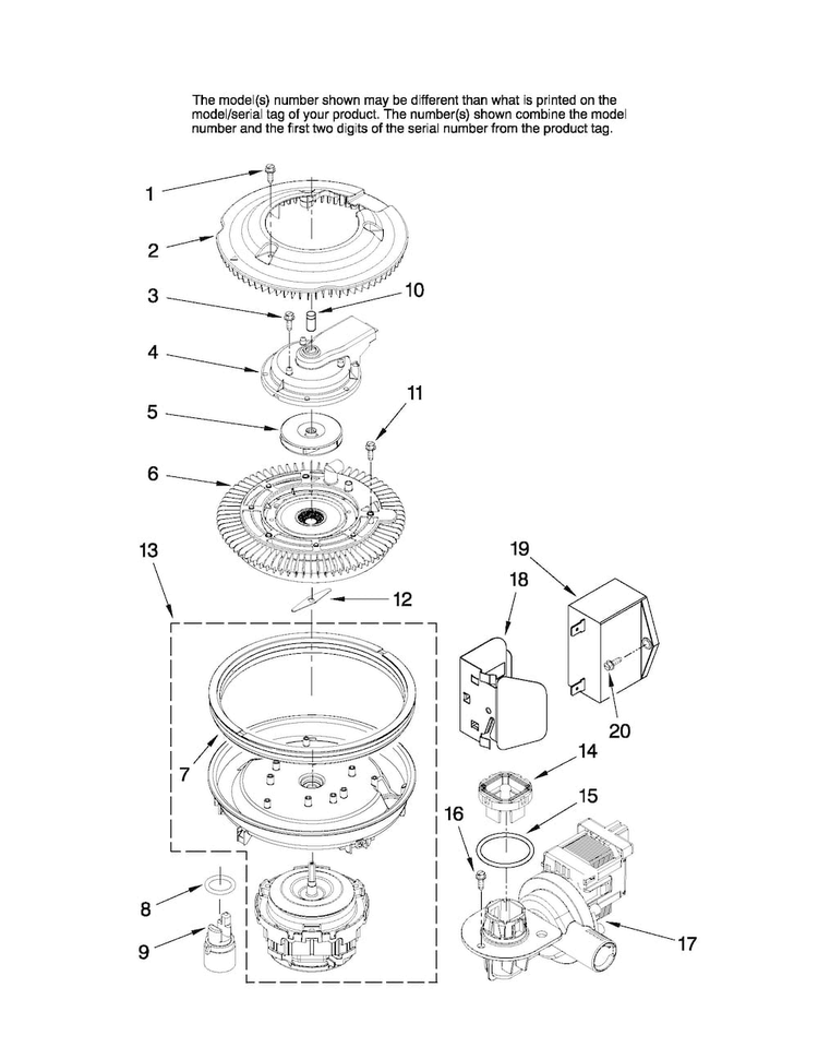 Pump And Motor Parts Diagram and Parts List for MDC4650AWW1  Maytag Dishwasher