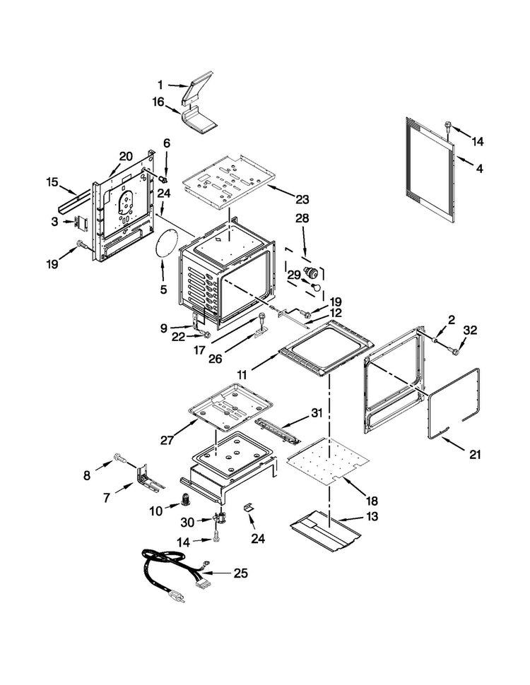 Chassis Parts Diagram and Parts List for MGR8775AB1  Maytag Range