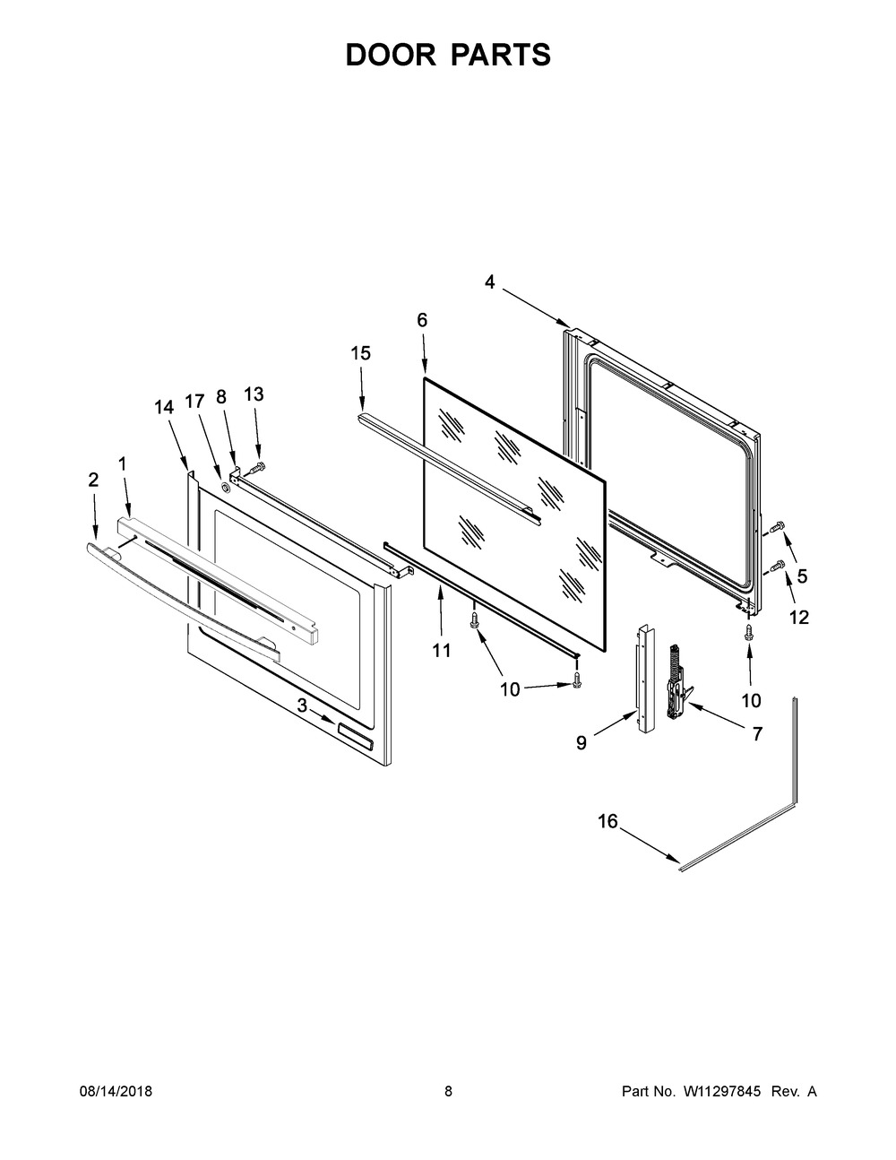 Door Parts Diagram and Parts List for JIS1450DS2  Maytag Range
