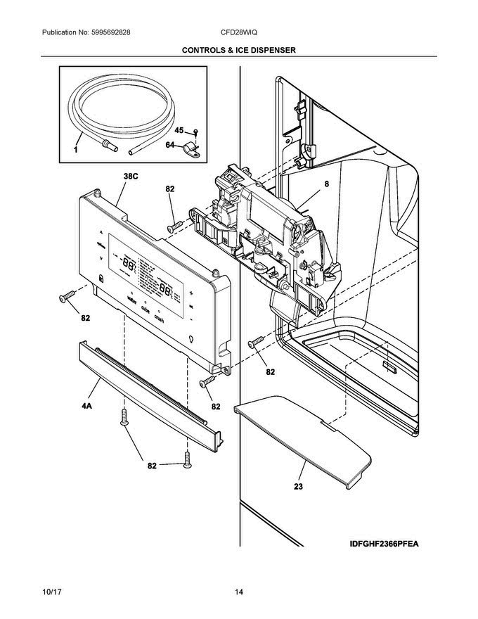 07 - Controls & Ice Dispenser Diagram and Parts List for CFD28WIQBE  Crosley Refrigerator