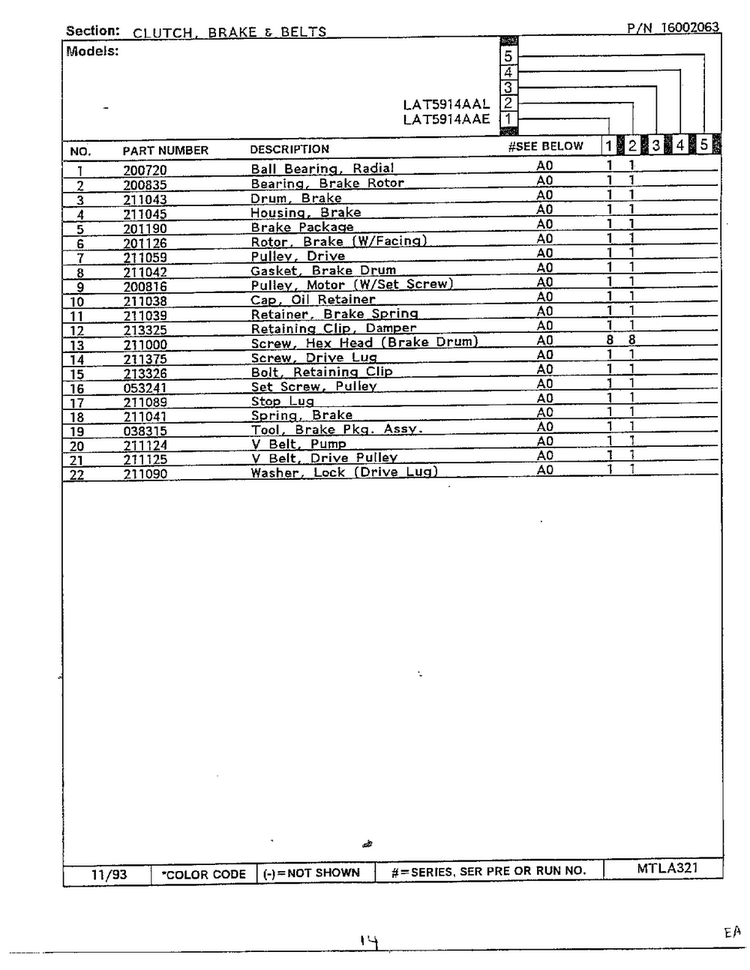 Clutch, Brake And Belts Page 2 Diagram and Parts List for 6359  Maytag Washer