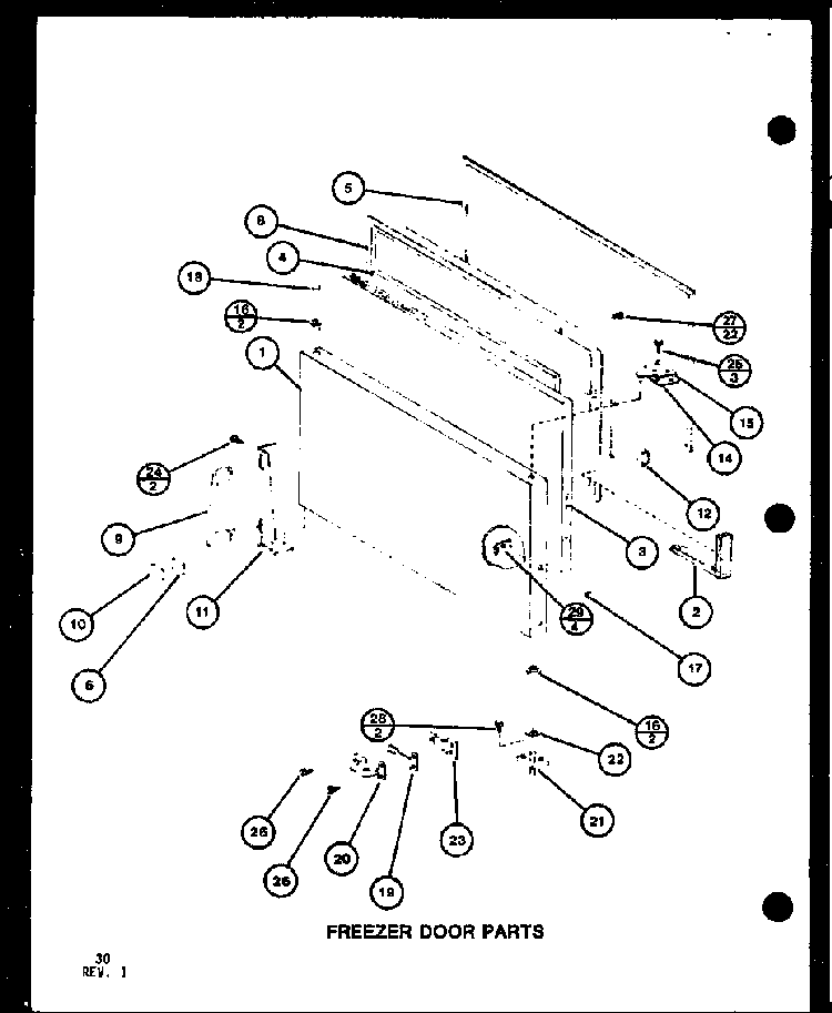 Freezer Door Parts Diagram and Parts List for TM16G1-P76512-28W  Amana Refrigerator
