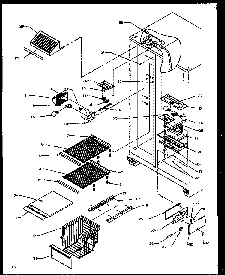 FZ SHELVING AND REF LIGHT Diagram and Parts List for SBD20NE P1162503W E Amana Refrigerator