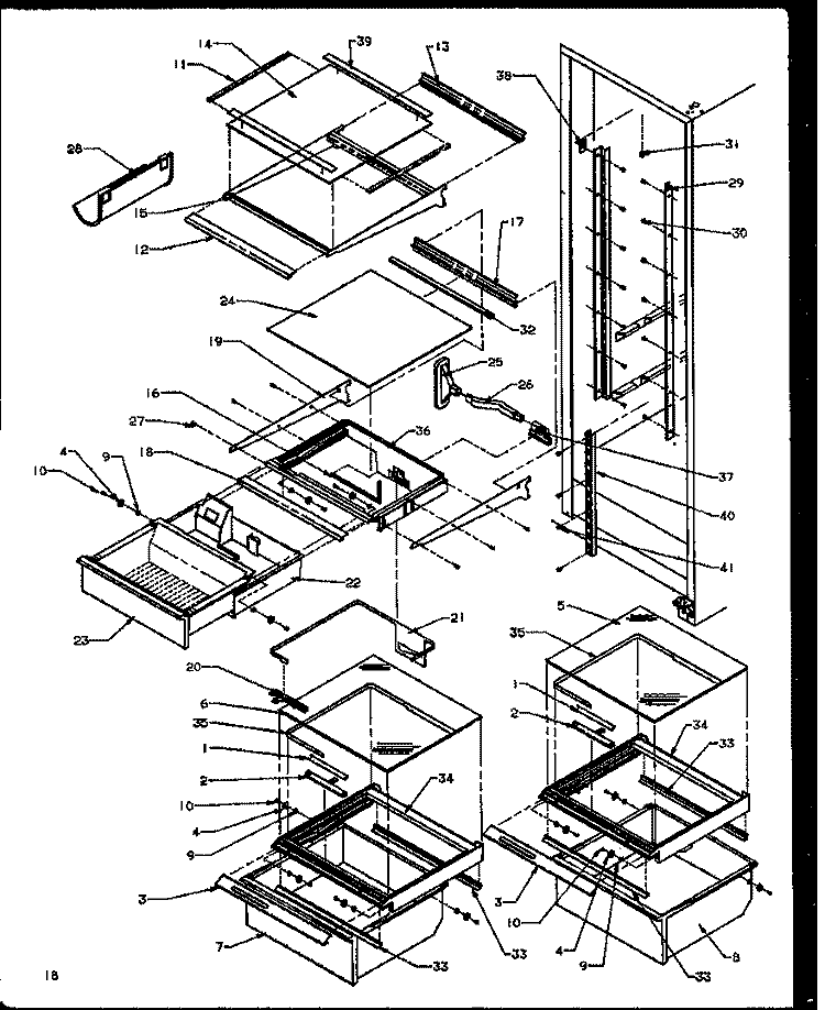 REF SHELVING AND DRAWERS Diagram and Parts List for SBD20NE P1162503W E Amana Refrigerator