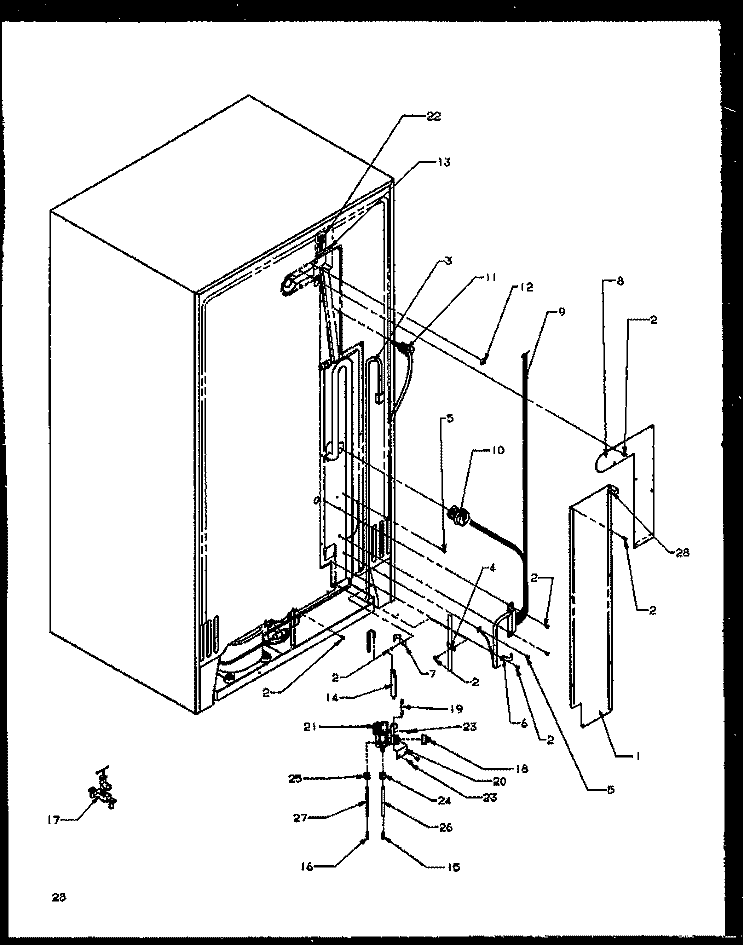 BACK UNIT Diagram and Parts List for SBD20NE P1162503W E Amana Refrigerator